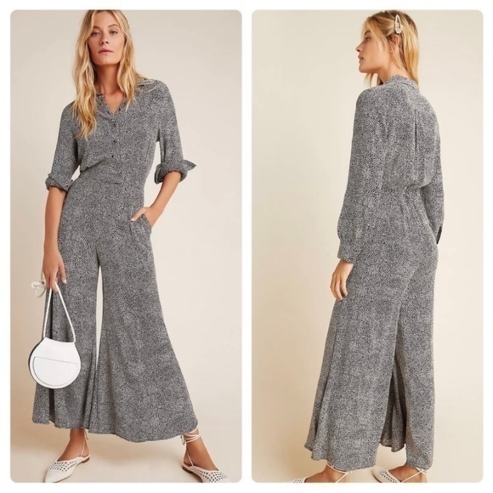 Anthropologie Loveland Wide Leg Polka Dot Clara Jumpsuit Size 2P